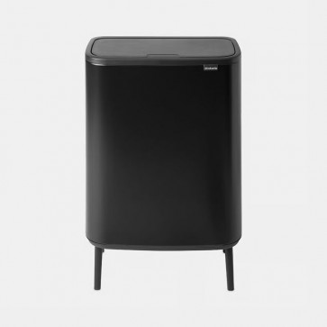 Koš z odpiranjem na dotik Bo Hi, 2 x 30L - mat črn