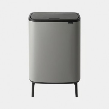 Koš z odpiranjem na dotik Bo Hi, 2 x 30L - mineralno betonsko siva