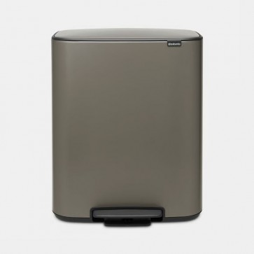 Koš s stopalko Bo, 60L - platinast