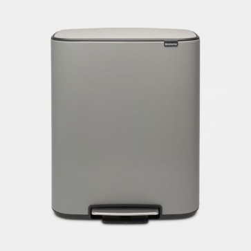 Koš s stopalko Bo, 2 x 30L - mineralno betonsko siva