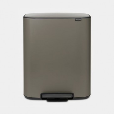 Koš s stopalko Bo, 2 x 30L - platinast