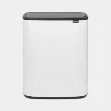 Koš z odpiranjem na dotik Bo, 2 x 30L - bela