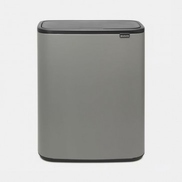 Koš z odpiranjem na dotik Bo, 2 x 30L - mineralno betonsko siva