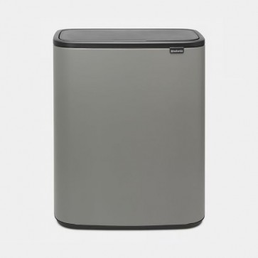 Koš z odpiranjem na dotik Bo, 60L - mineralno betonsko siva