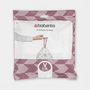 Vrečke PerfectFit, oznaka V, 2-3L, 40 vrečk - bela