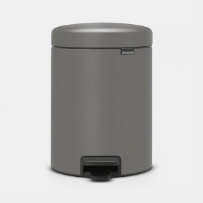 Koš s stopalko NewIcon, 5L - mineralno betonsko siva