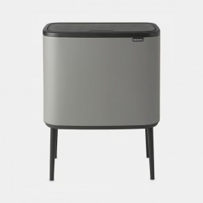 Koš z odpiranjem na dotik Bo, 11 + 23L - mineralno betonsko siva