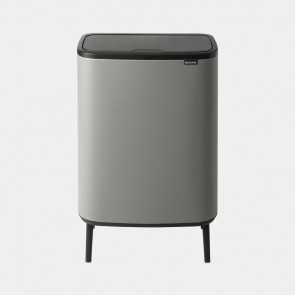 Koš z odpiranjem na dotik Bo Hi, 60L - mineralno betonsko siva