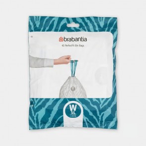 Vrečke PerfectFit, oznaka W, 5L, 40 vrečk - bela