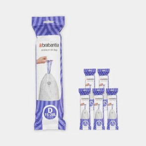 Vrečke PerfectFit, oznaka D, 15-20L, 120 vrečk - bela