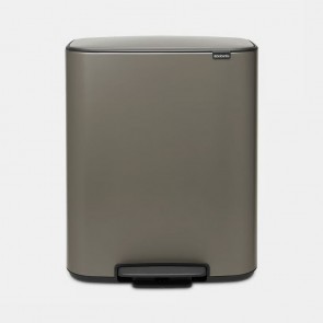 Koš s stopalko Bo, 60L - platinast