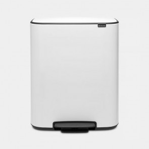 Koš s stopalko Bo, 2 x 30L - bela