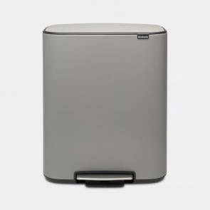 Koš s stopalko Bo, 2 x 30L - mineralno betonsko siva