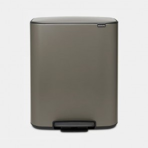 Koš s stopalko Bo, 2 x 30L - platinast