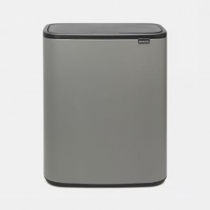 Koš z odpiranjem na dotik Bo, 2 x 30L - mineralno betonsko siva