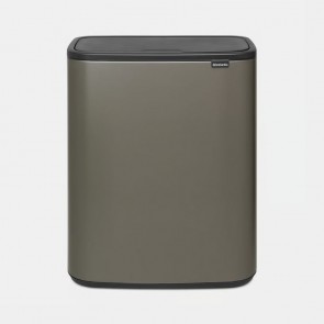 Koš z odpiranjem na dotik Bo, 2 x 30L - platinast