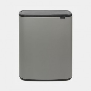 Koš z odpiranjem na dotik Bo, 60L - mineralno betonsko siva